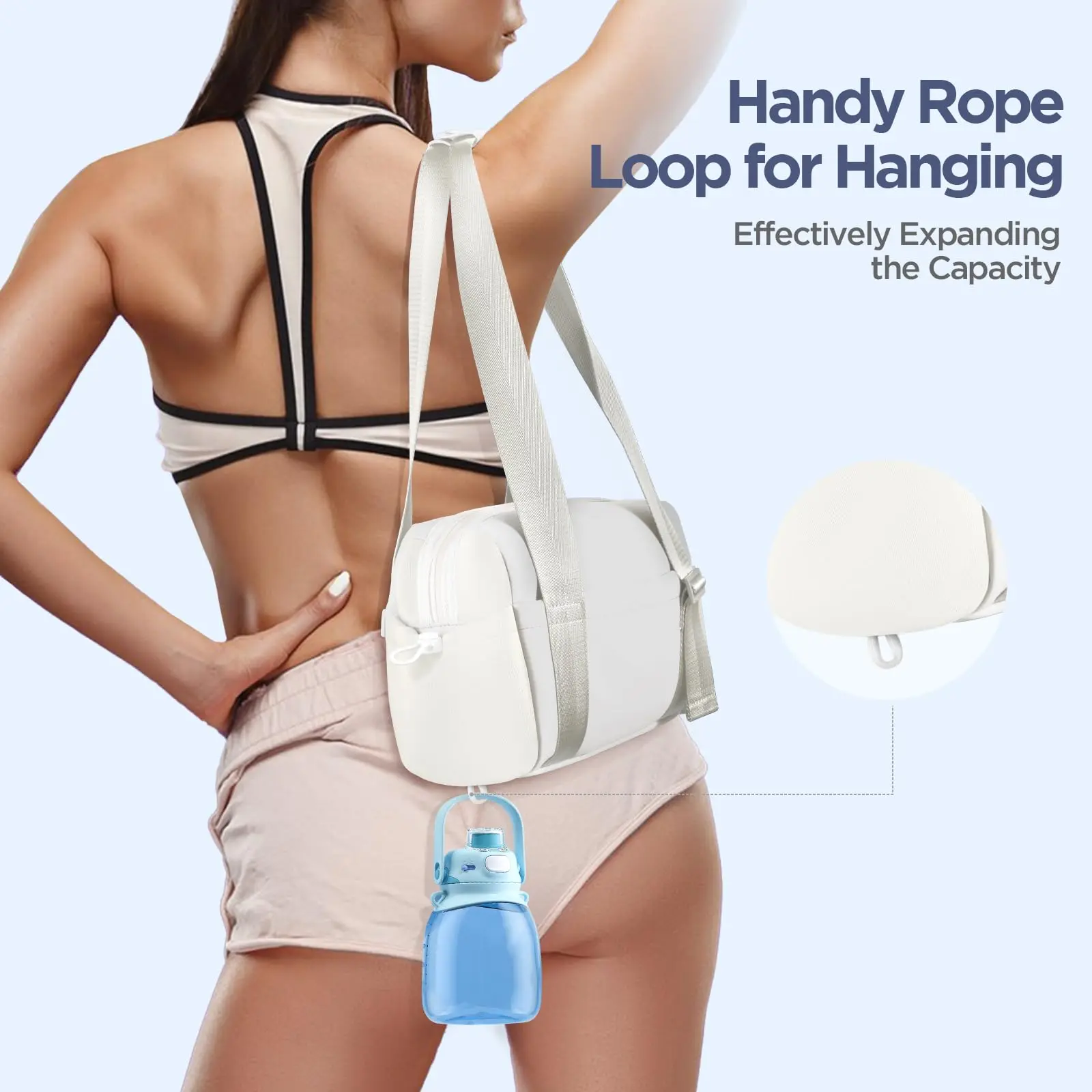 กระเป๋าออกกำลังกายขนาดเล็กสำหรับผู้หญิง กระเป๋าสะพายข้างสำหรับออกกำลังกายพร้อมช่องใส่ของเปียก กระเป๋าเดินทางกันน้ำ กระเป๋ากีฬาแบบน่ารัก สายสะพายปรับได้ดี