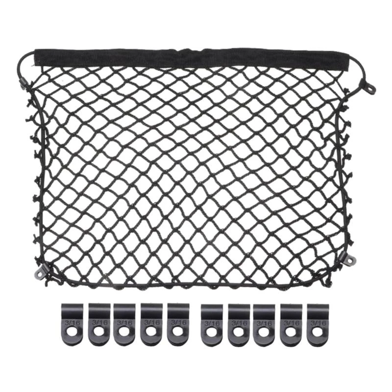 

12QM Motorcycle Storage Net Trunk Bag Motorbike Luggage Net with 10 Clips