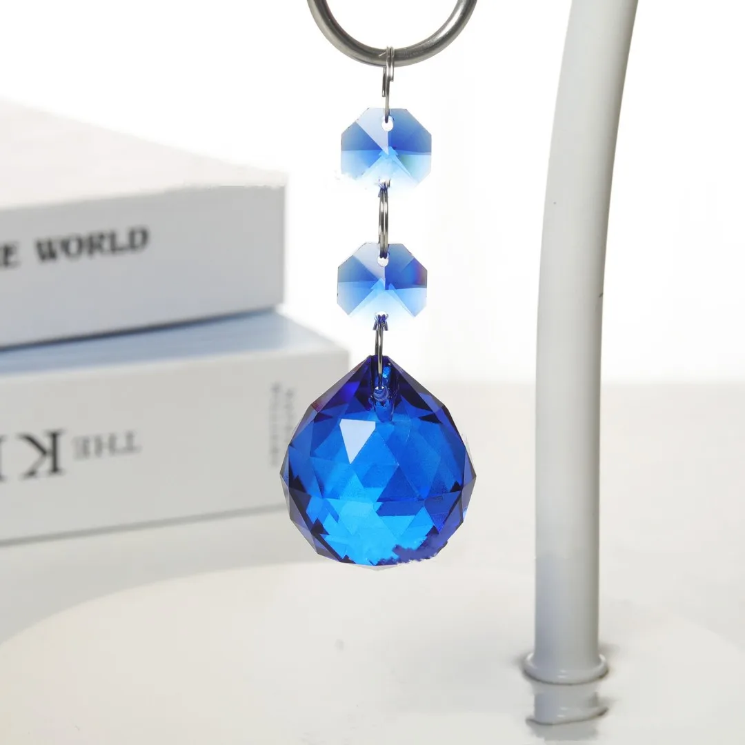 Camal 5PCS 30mm K9 Crystal Ball Pendant Garland Octagon Bead w/ Gold Ring SunCatcher Lamp Lighting Chandelier Hanging