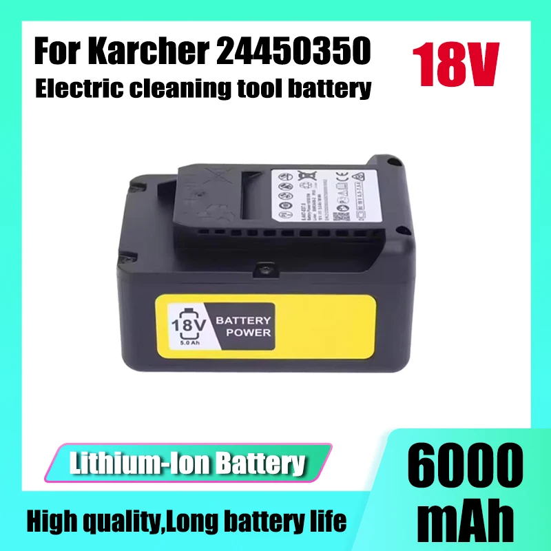 For Karcher 24450350 electric cleaning tool battery replacement, 18V 6000mAh, with LCD display