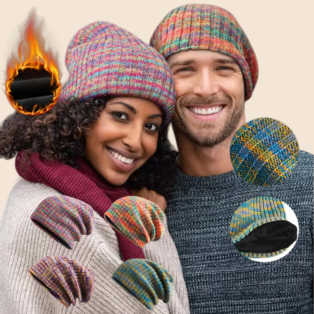1pc Bunte Fleece Gestrickte Beanie Hut Doppel-schicht Futter Schädel Kappe Winter Warme Paar Pile Pullover Kappe eltern-kind-Mützen