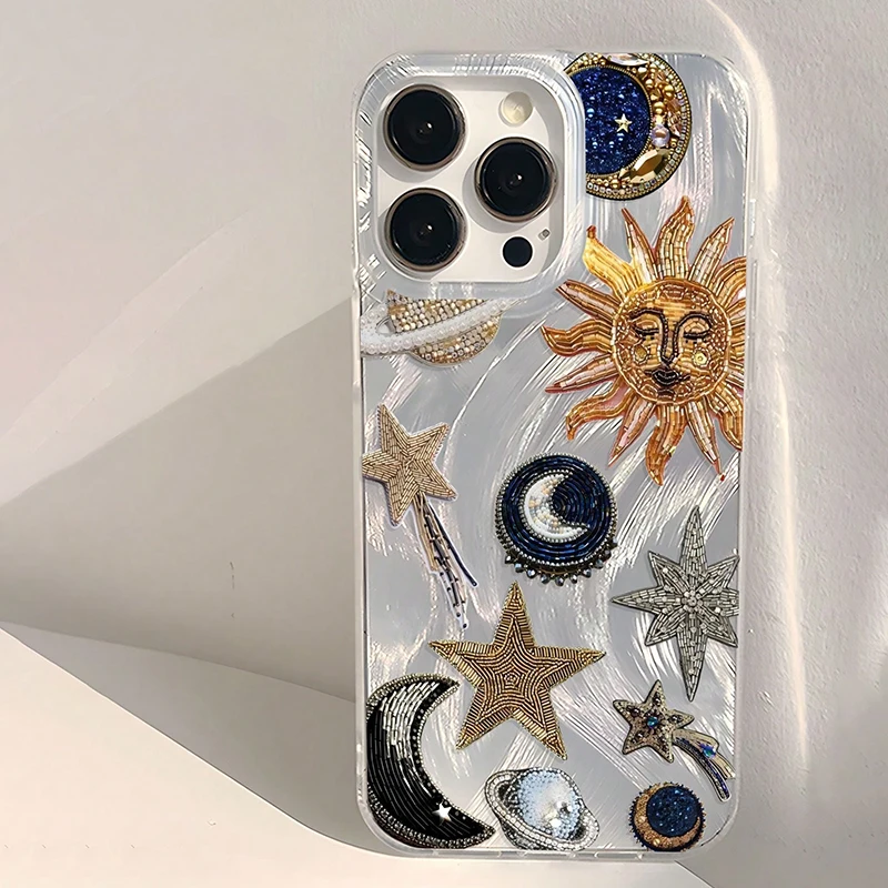 Retro Starry Sky Theme Star & Moon Phone Case For Samsung Galaxy A16 A26 A36 A56 A55 A54 S26 Ultra S25 Plus S24 FE S23 S22 Cover