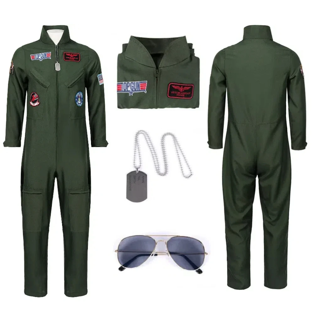 

2025 New Costume Pilot Army Green Uniform Group Performing Children's Stage Play Costumes Costume Tide Halloween Costumes