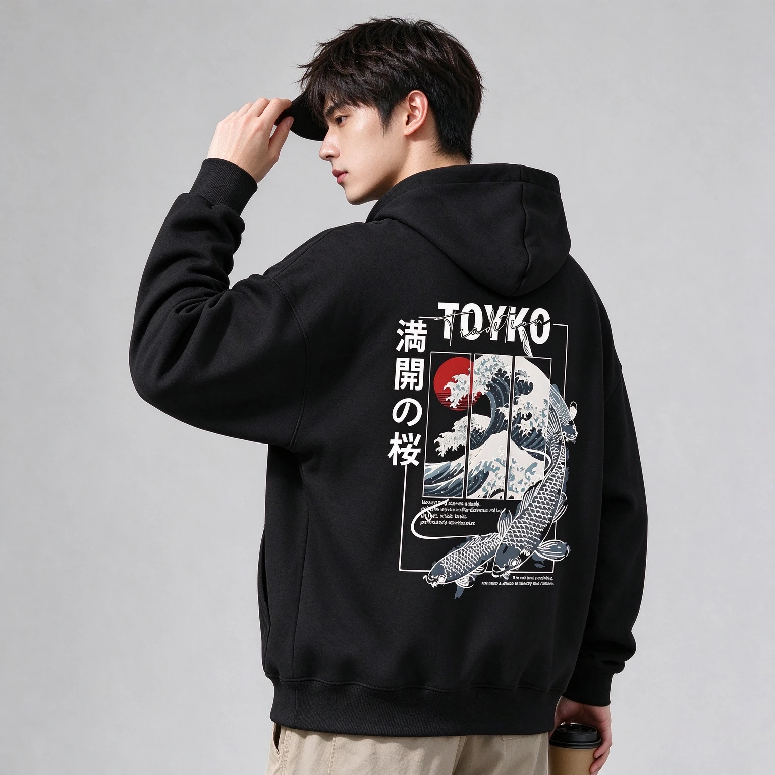 American Retro Cartoon Print Casual Long-Sleeved Hooded Shirt-Korean Version Warm and Comfortable Boys' and Girls' Top