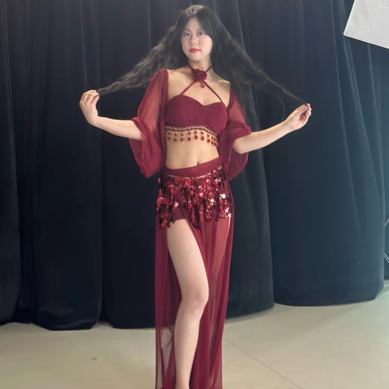 

Belly dancing performance costumes for women elegant temperament practice clothes oriental dance professional training clothing