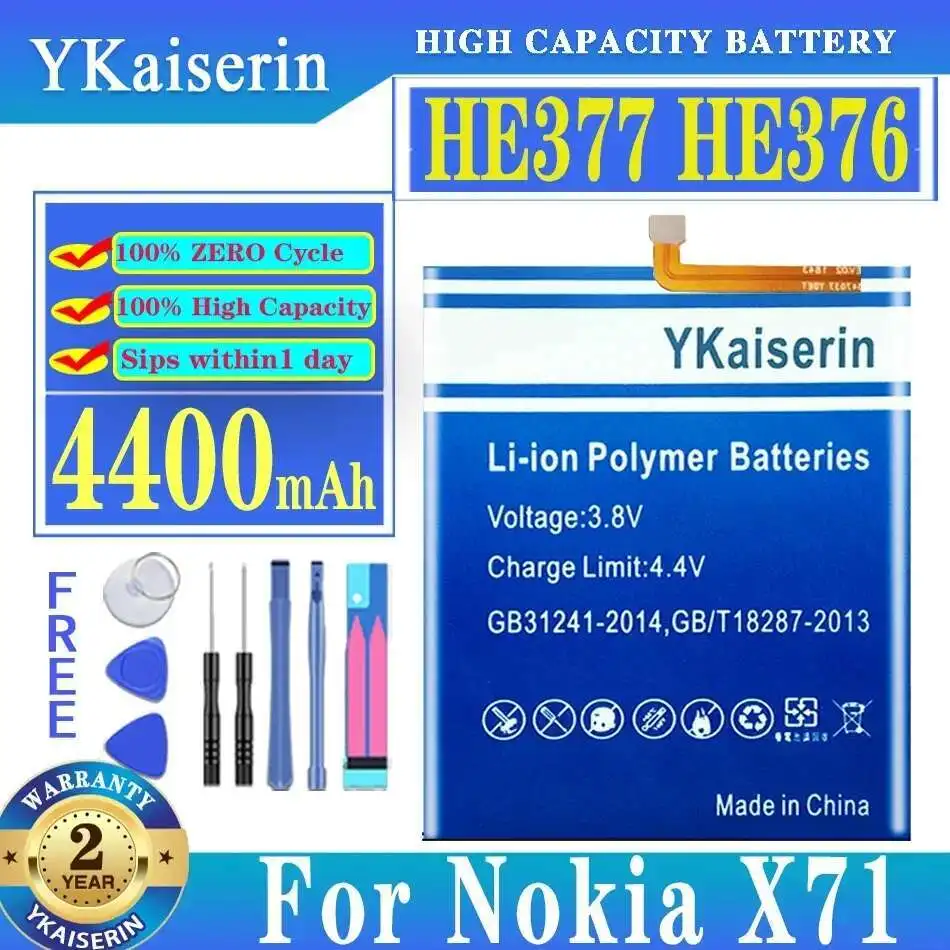

4400Mah Reliable Power Supply Replacement Mobile Phone Battery For Nokia X71 HE377 HE376