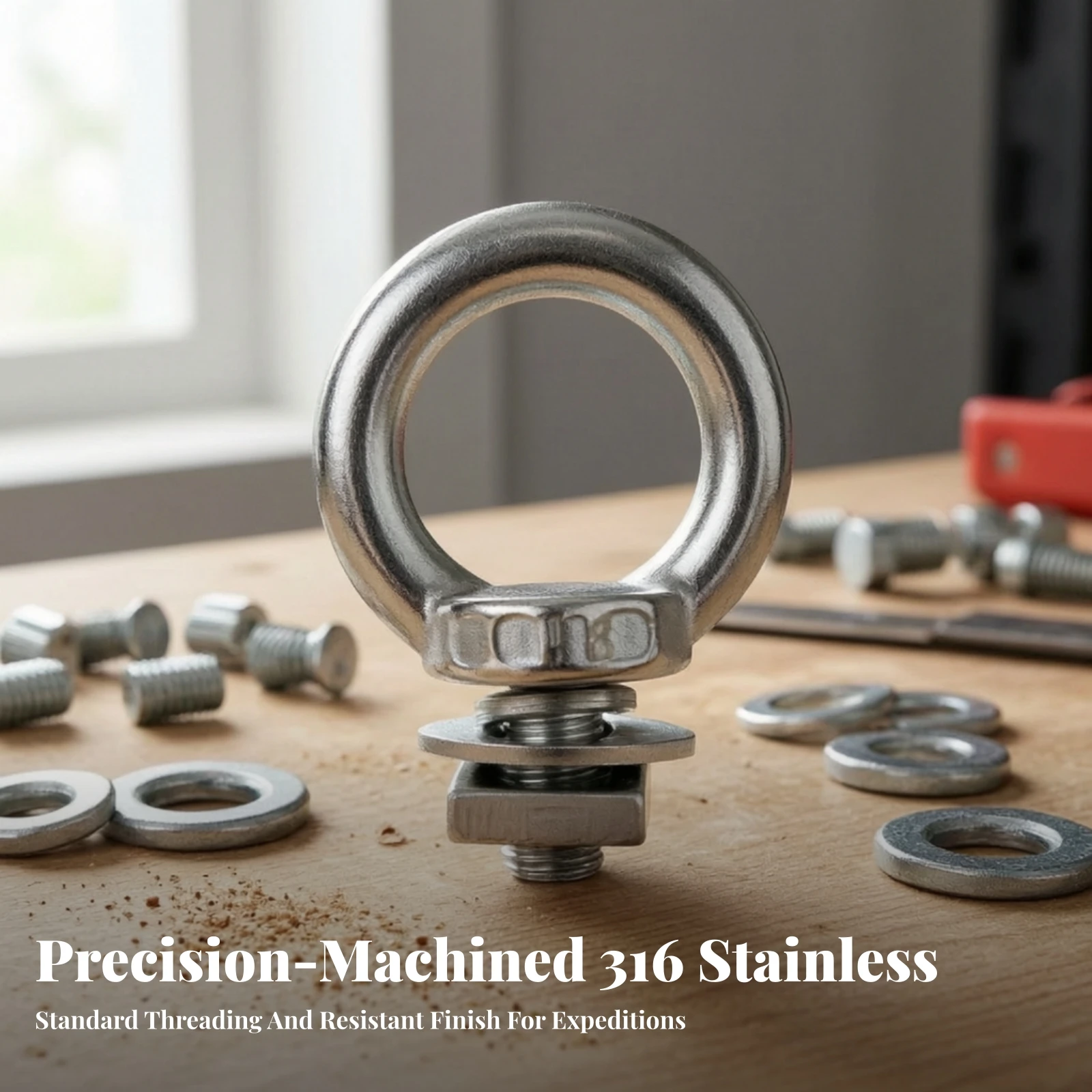 4 Pieces Stainless Steel M8 Eye-Bolt Anchors Anti-Rust Eye-Bolt Anchors with Lifting Rings Fasteners Easy to Use