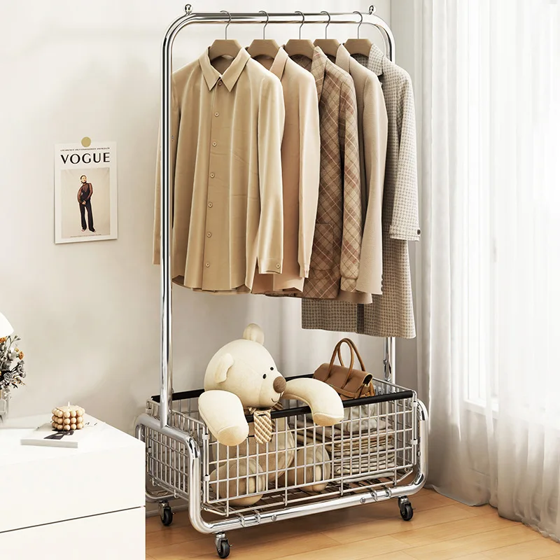 Hanging hanger, floor-to-ceiling bedroom mobile home indoor portable simple clothes and hats drying rack