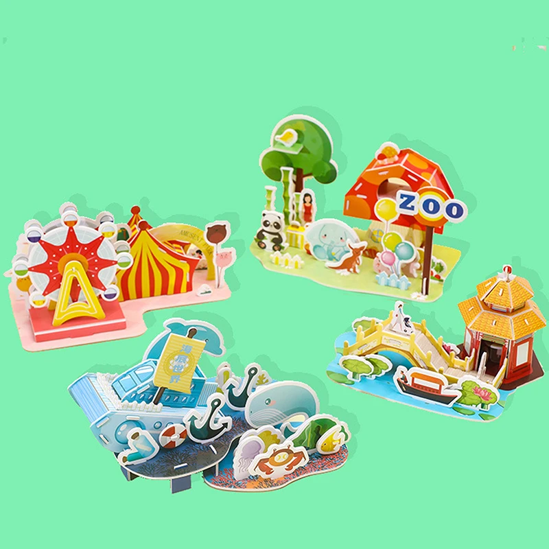 1 Set Children's Birthday Baby Shower Wedding Guest Gift Back To School Kindergarten Reward DIY Cartoon 3D Puzzle Desktop Game