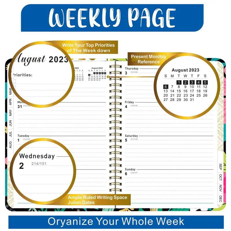 2023 Planner Daily Multifunction A5 Coil Design Book With Coated Label Separator Exquisite Weekly And Monthly Planners For
