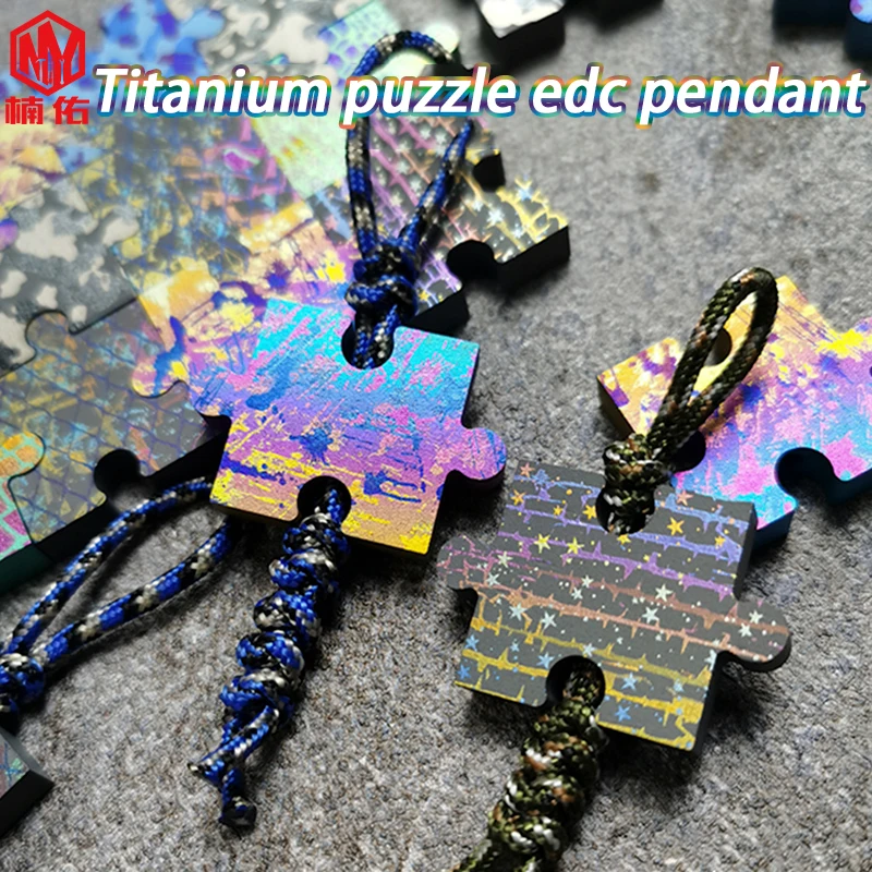 1PC EDC Paracord Beads TC4 Titanium Alloy Puzzle Photo Background Board  Lanyard Pendants Knife Beads Parachute Pendant