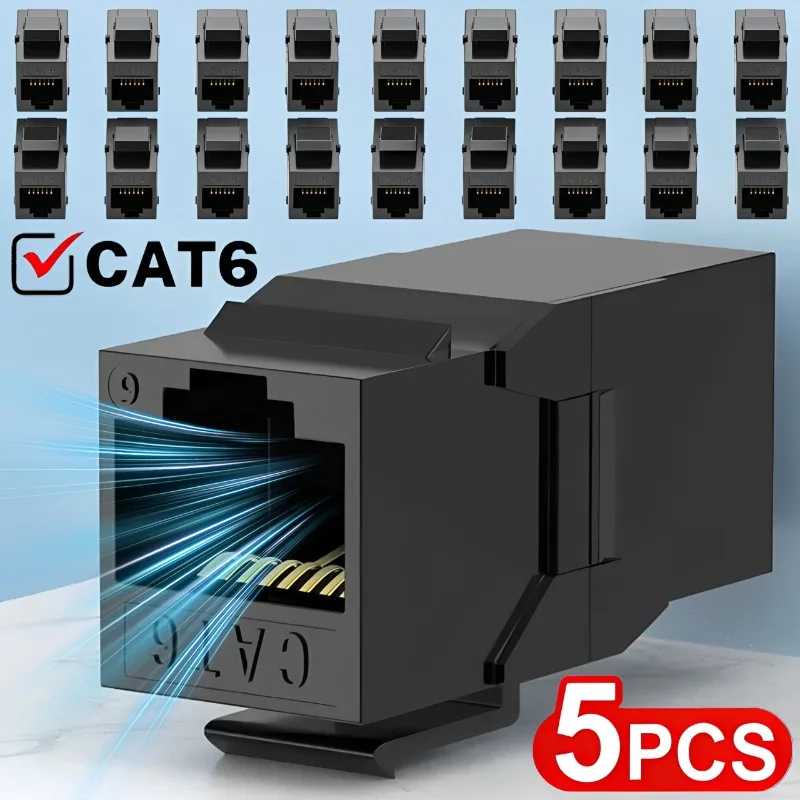 1/3/5PCS Cat6 RJ45 Keystone Coupler Network Ethernet Dual Straight Head Lan Cable Connectors Internet CAT 6 6a Extender Plug