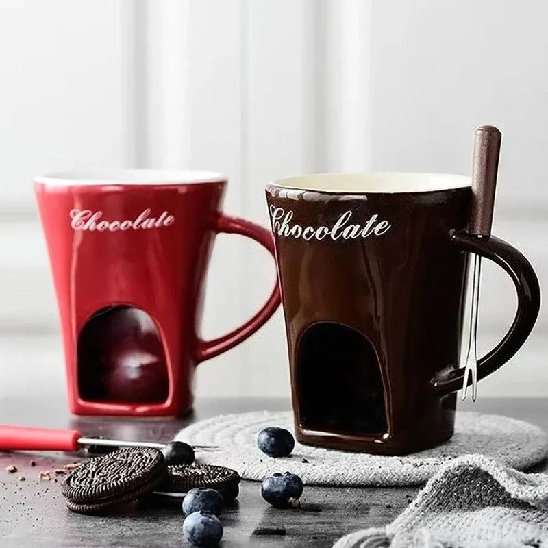 Fondue Pots Fondue Mug Set Personal Mini Chocolate Cheese Ice Cream Fondue Maker Kit Individual Butter Melter Cup Small Warmer