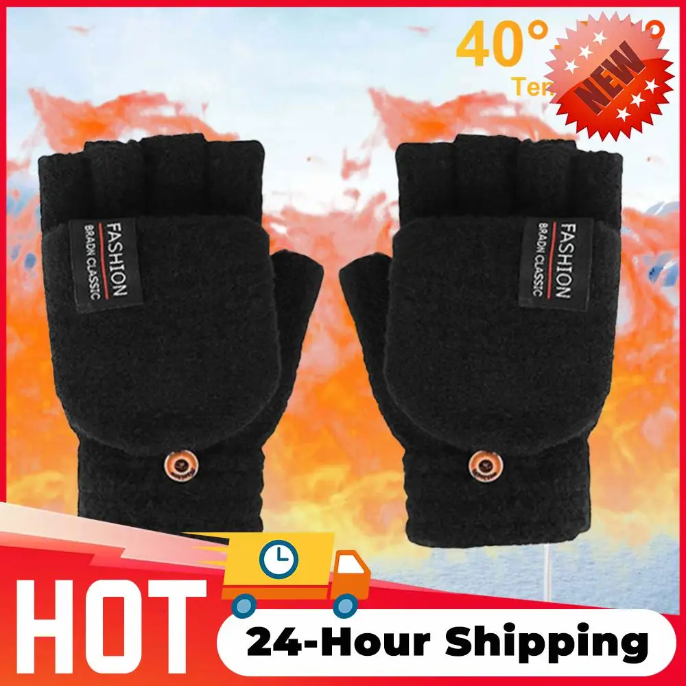 Doppelseitige Heizhandschuhe, waschbar, wiederaufladbar, USB, elektrisch, beheizte Handschuhe, Touchscreen, fingerloser Handwärmer-Handschuh für den Außenbereich