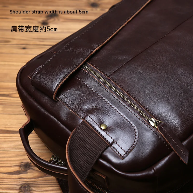 NZPJ Retro Echtes Leder männer Rucksack Mode Rucksack Top Schicht Rindsleder Computer Rucksack Große Kapazität Reisetasche – Detail 12