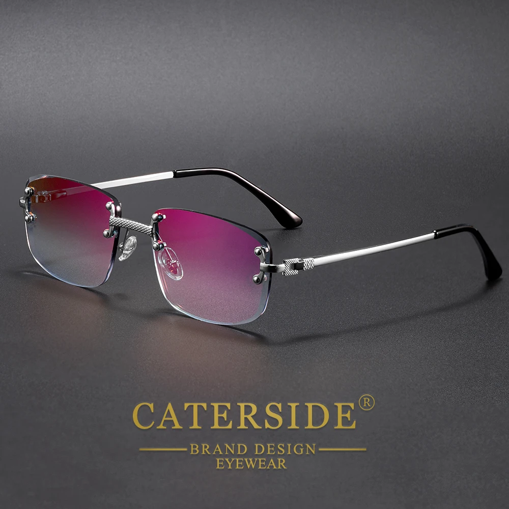 CATERSIDE Mode Rahmenlose Sonnenbrille Männer Frauen Luxuriöse Party Im Freien Sonnenbrille Metall Rahmen Spiegel Gradienten Objektiv Brillen – Detail 9
