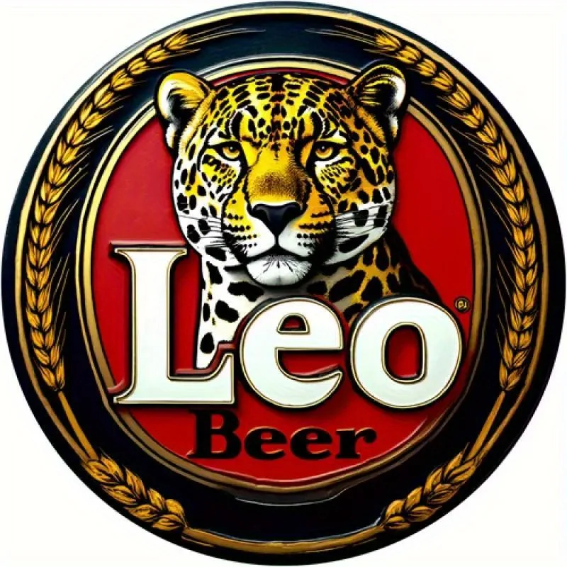 Ein 2D-flaches Holzschild mit Retro-Design „Lion Beer“ – geeignet für Zuhause, Küche, Bar, Garage
