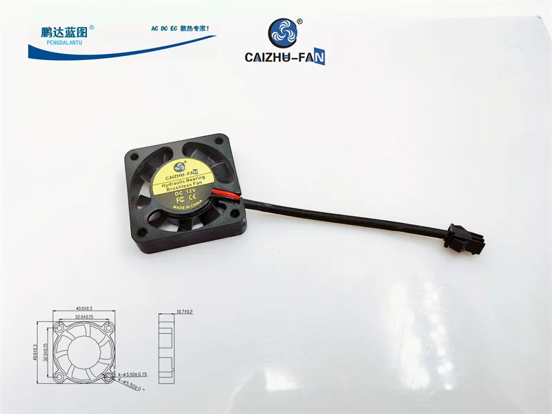 Imagem -03 - Caizhu-ventilador Hidráulico de Refrigeração 4cm Baixa Velocidade 12v Placa Gráfica 0.047a Plug sm Novo 4010 40x40x10 mm