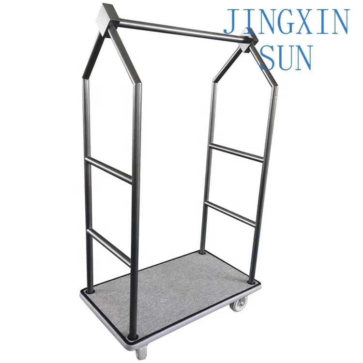 Hotel Bellman Cart Luggage Hospitality Supplies Cart Luggage Trolley With 6" 8" Soundless Wheels For Hotel