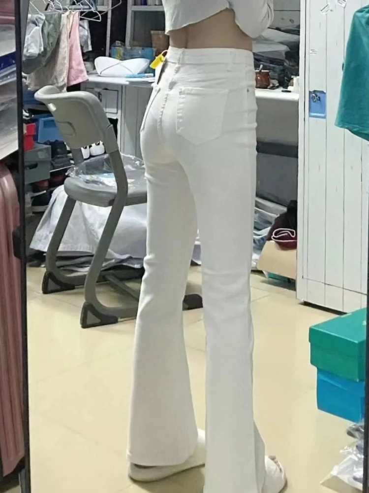 الخريف الربيع سليم نحيل الجينز النساء الدنيم السراويل خمر الأبيض السراويل الضيقة موضة الإناث مطاطا الجينز عادية مضيئة السراويل