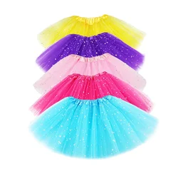 Mini jupe tutu fine plissée moelleuse pour femme et enfant, cosplay, fête, parent-enfant, transparent, paillettes, performance de danse, jupe courte, 3 couches