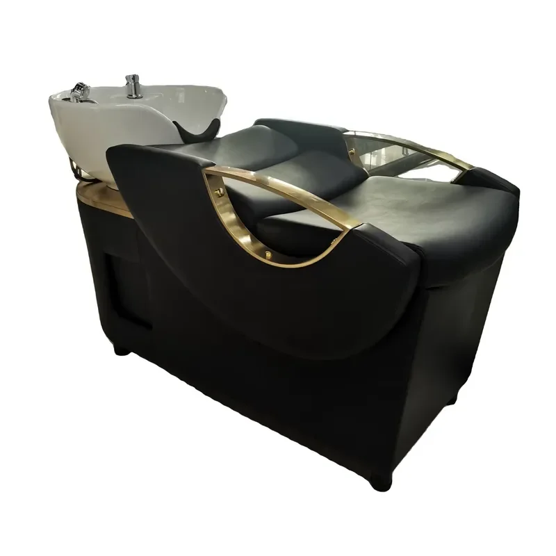 Modern Hair Salon Furniture Ceramic Basin Shampoo Bowl and Backwash Sink Unit for Barbershop with Shampoo Chair