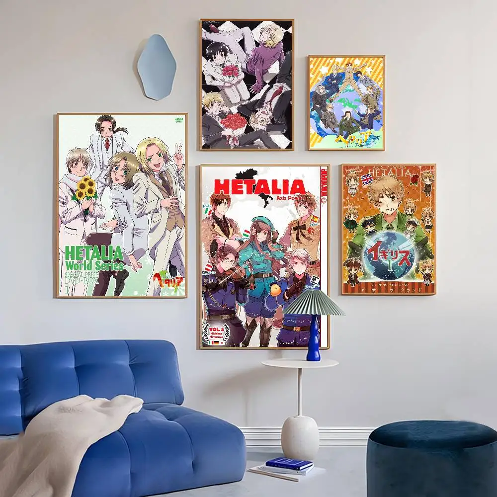 Anime Cartoon Hetalia Axis Powers klassische Vintage-Poster, HD-Qualität, Wandkunst, Retro-Poster für Zuhause, Zimmer, Wanddekoration