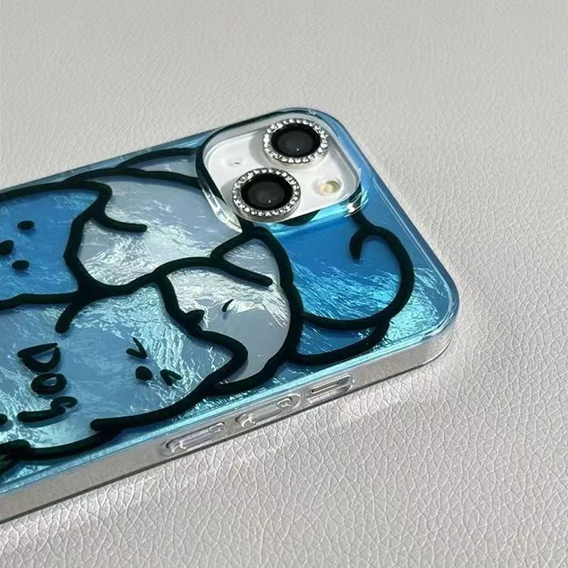 Cartoon Line Cat Dog Phone Case For IPhone 17 16 15 14 13 12 11 Pro Max 16E XS XR X SE 7 8 Plus Lovely Animal Pattern Back Cover - náhled 6
