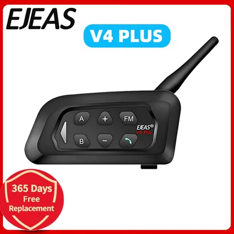 EJEAS V4 Plus Мотоциклетный шлем Bluetooth Домофон Talkie 4 гонщики Расстояние 1500 метров Полный дуплекс IP65 Водонепроницаемый