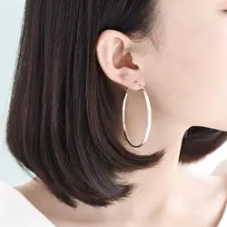Somila Fashion S925 Earrings 3-7CM Diameter Big Hoop Earrings For Women Platinum Plated Ear Rings Cерьги Kольца