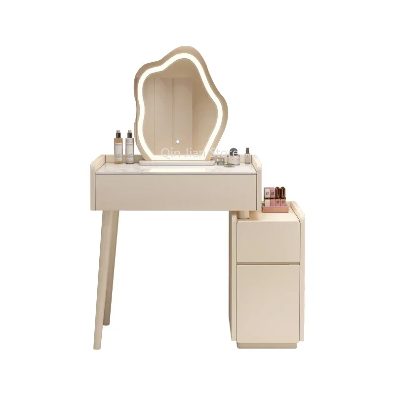 

Solid Wood Dressing Table Bucket Cabinet One Small Bedroom Modern Simple Rock Slab 70cm Cream Style Vanity Tables Large Capacity