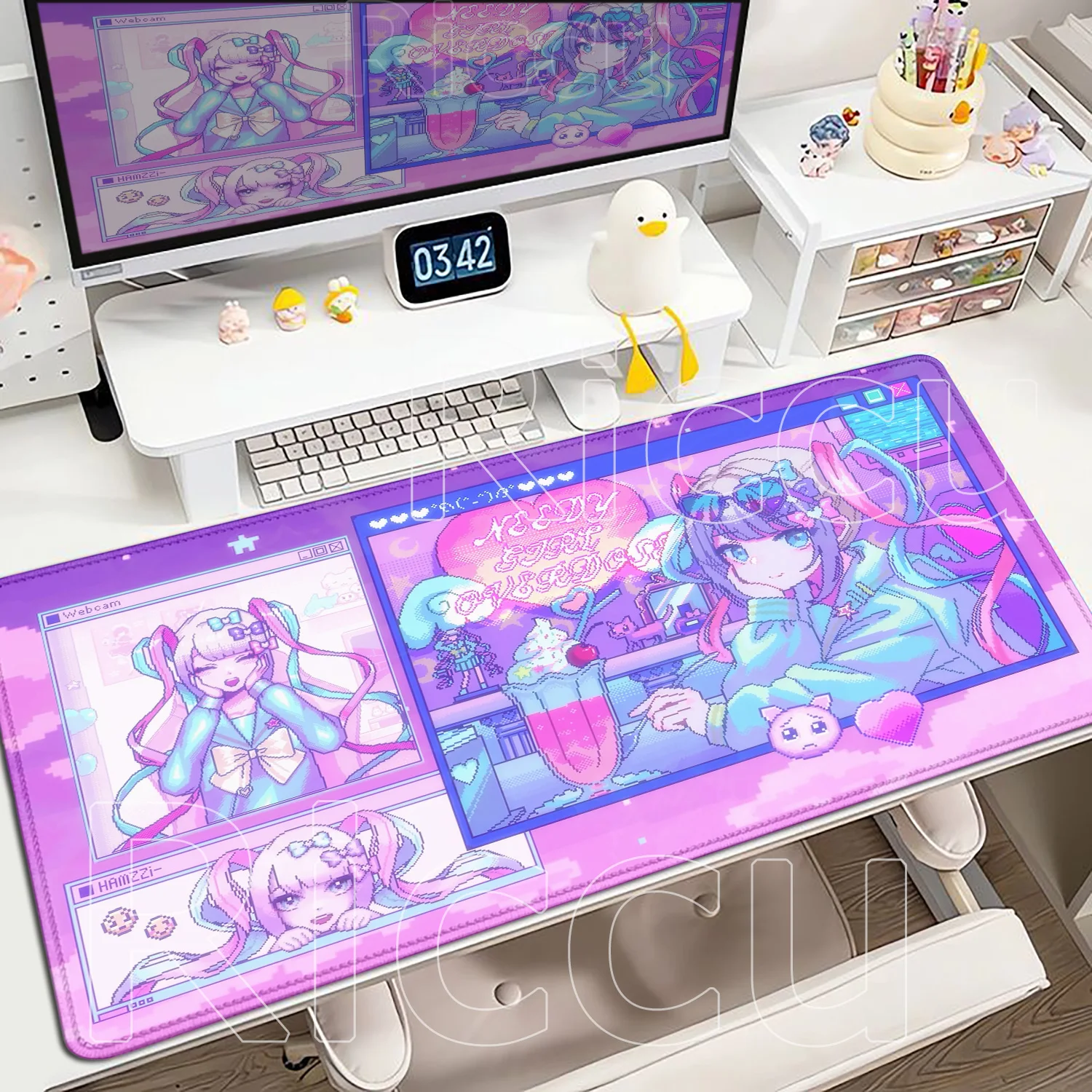 Podkładka pod mysz NEEDY GIRL OVERDOSE, kawaii, anime, duża, antypoślizgowa, gumowa, XXL, akcesoria do gier komputerowych, mata na biurko pod klawiaturę — zdjęcie produktu 2