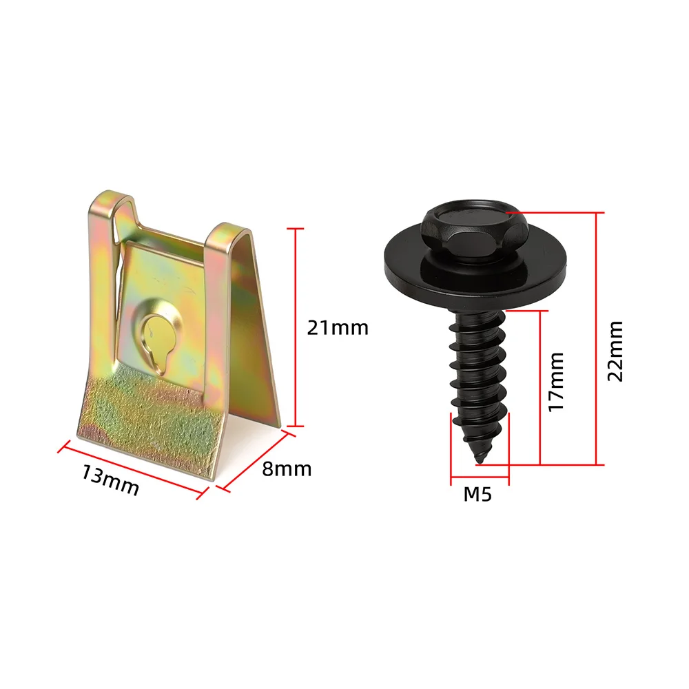 Car Fastener Clips Screw Base U Chassis Engine Guard  Metal Fender Bumper Clip Car Fender Bumper Cross Head Screws for BMW Car