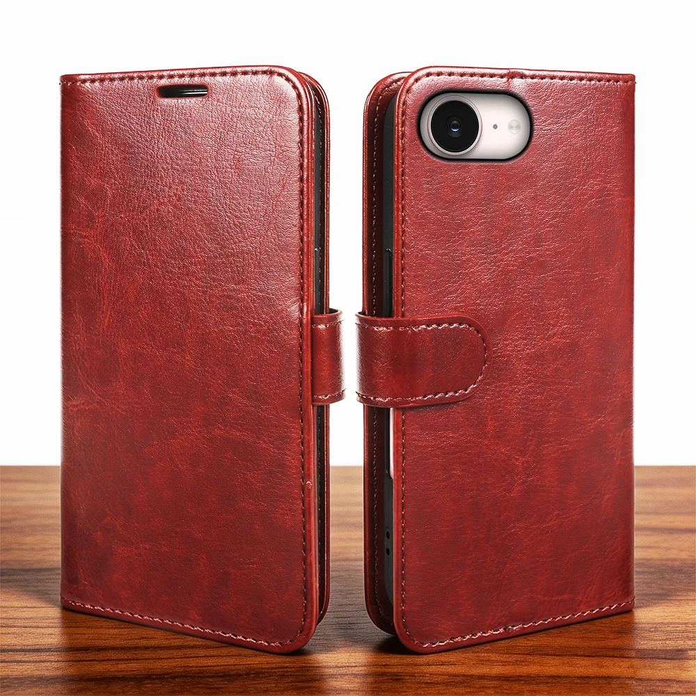 Premium Leather Flip Case For iPhone 17e 16e Air 17 Pro Max 16 15 14 Plus 13 Pro Max 12 Mini Phone Case Cover Wallet Coque Funda