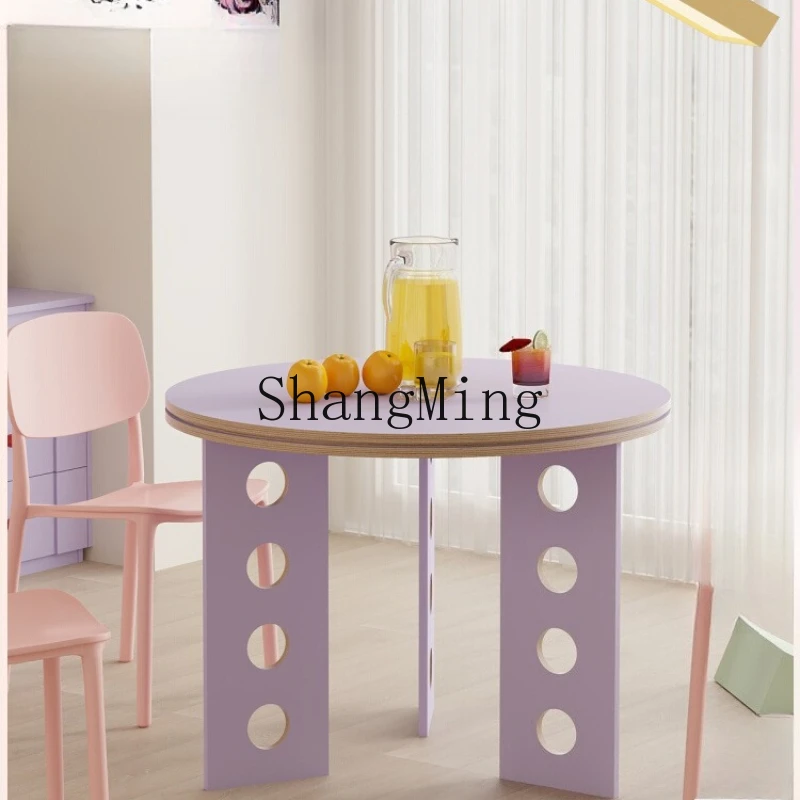 

LXY dopamine purple round tall dining table living room coffee bar display table