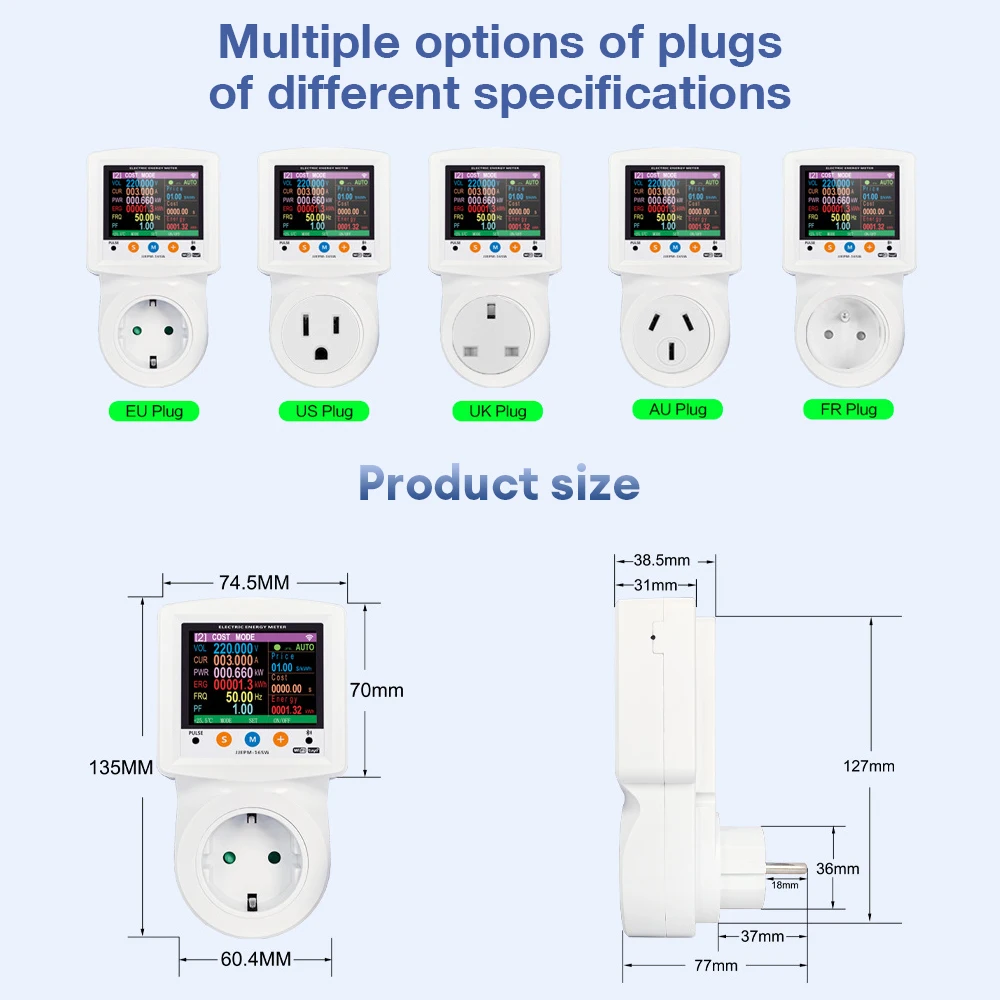 Medidor de consumo eléctrico WiFi con temporizador Tuya y protección - imagen 3