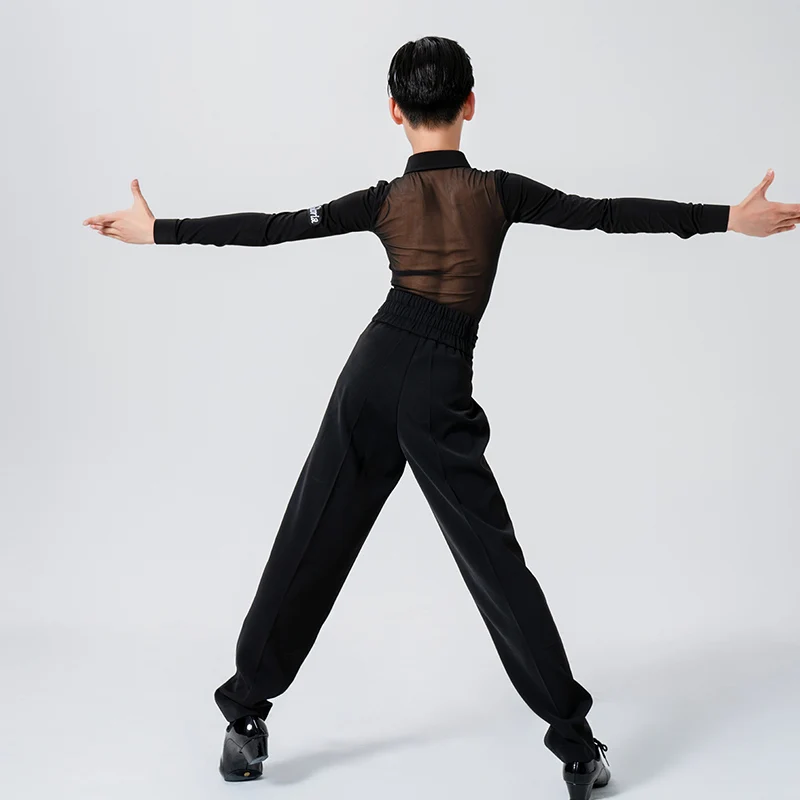 ملابس تدريب الرقص، أزياء أداء الرقص اللاتينية الجديدة للأولاد، قطع علوية شبكية، سراويل تناسب قاعة الرقص السامبا للأطفال