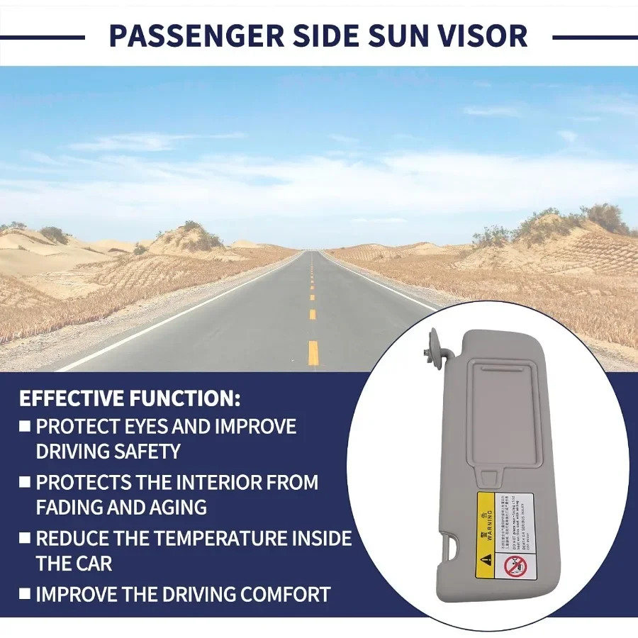 حاجب من الشمس من جانب الركاب بدون فتحة سقف لكيا سبورتاج 20172022 غطاء بديل أمامي يمين مع مرآة مكياج معززة بالأشعة فوق البنفسجية