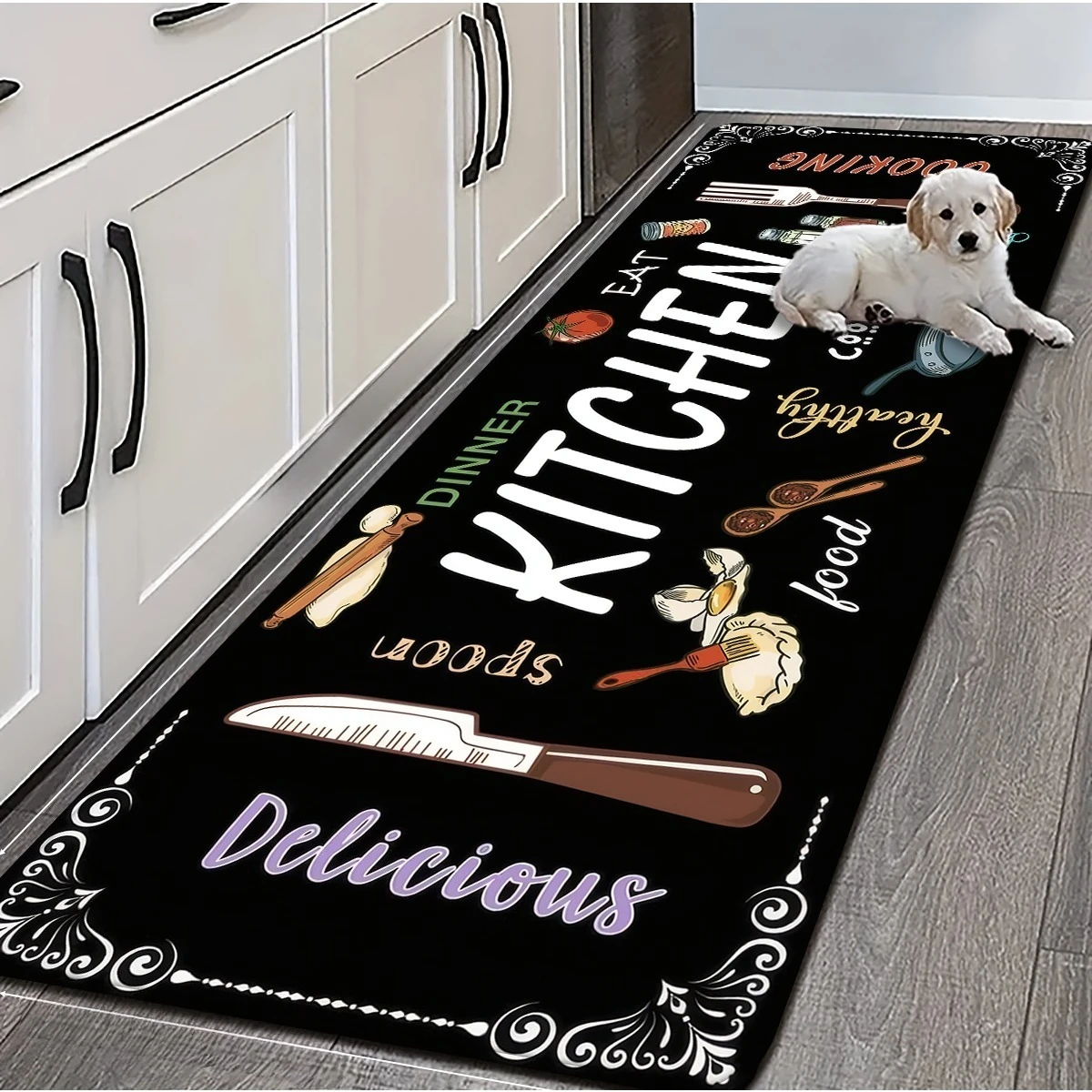 Commercial Kitchen Background - Tappeto Runner da Cucina con Slogan