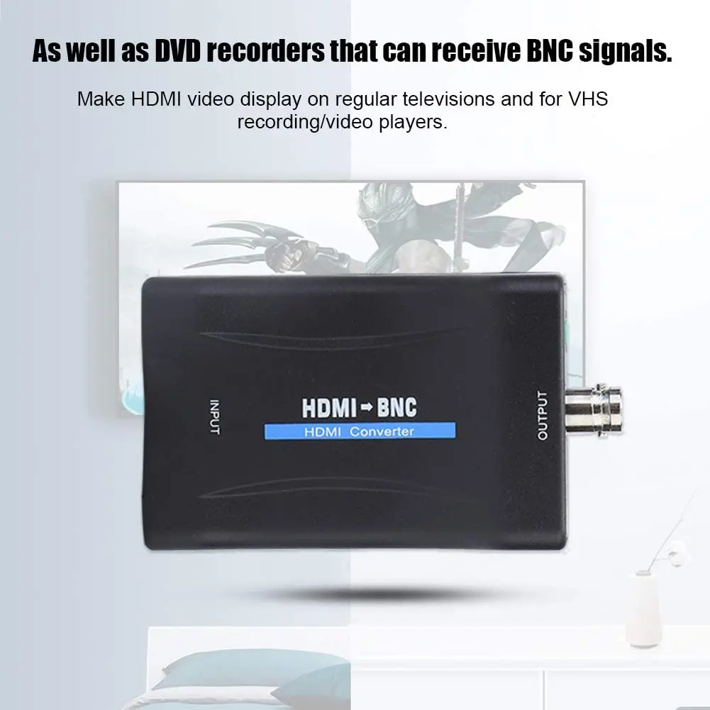 HDMI to BNC Converter Video Adapter - HDMI in Female BNC Coax Out Connector Composite Box with 3.5mm Audio Output for Full HD DV