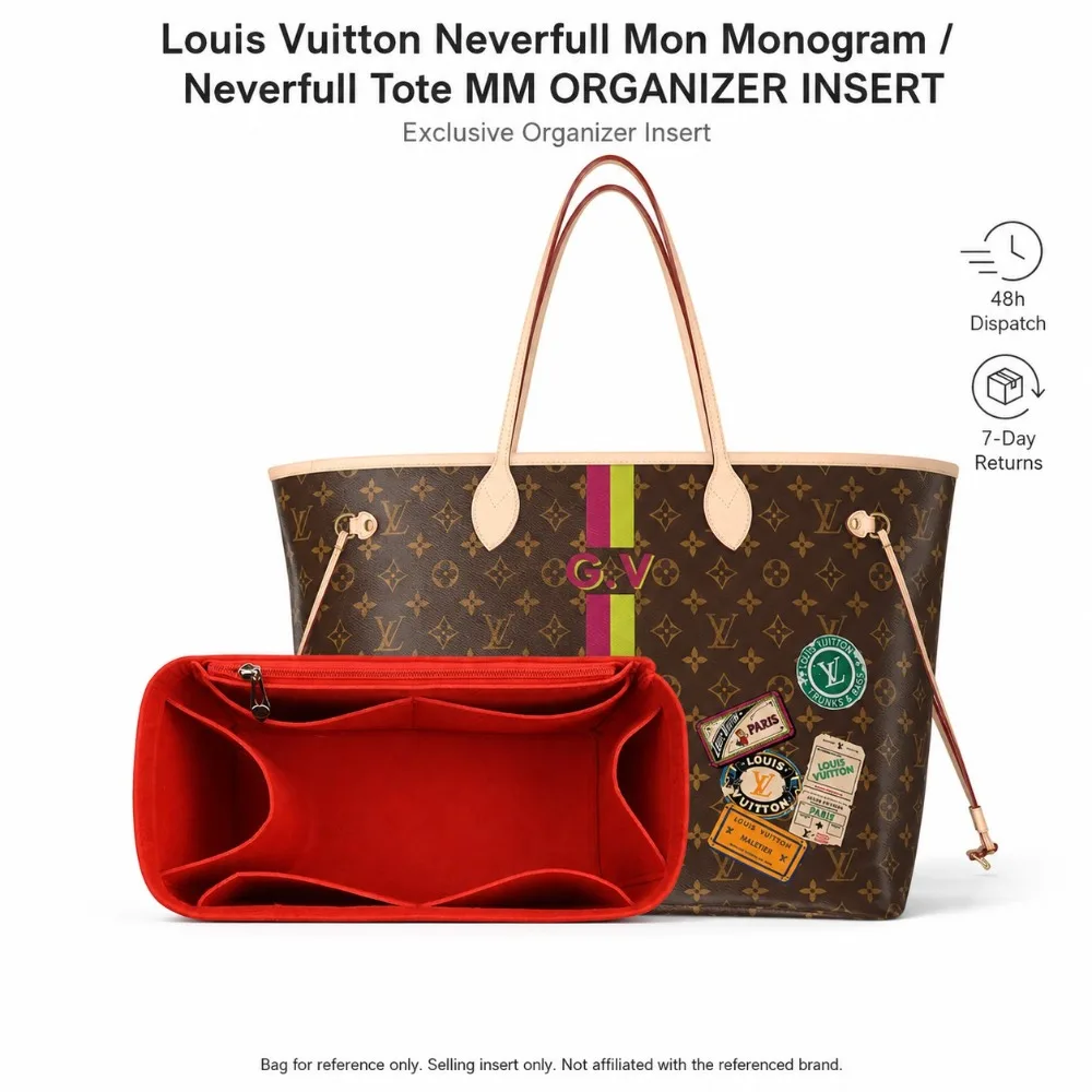 Organizador de Lujo para Bolsos de Fieltro, Inserto para Bolsos Louis Vuitton Neverfull Tote PM MM GM, Forro con Múltiples Bolsillos y Soporte de Forma