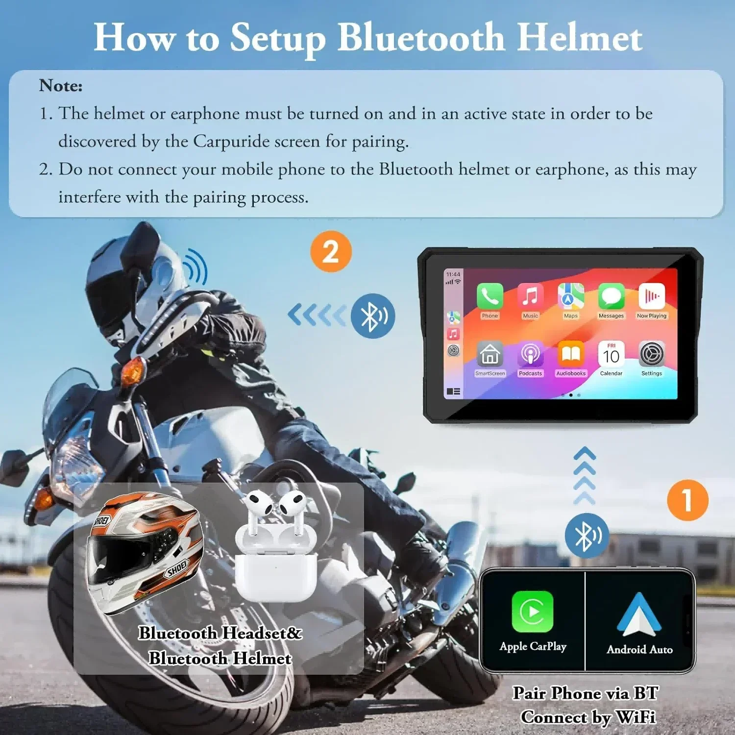 Jansite-cámara para salpicadero de motocicleta, 7 pulgadas, Carplay, DVR, navegación GPS, inalámbrica, CarPlay, Android, cámara para casco de motocicleta, accesorios para Moto