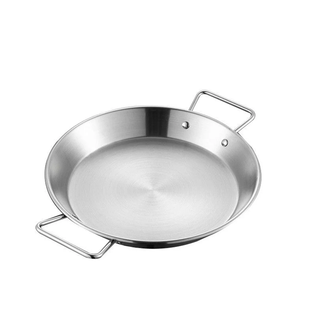 Olla Paella ergonómica de acero inoxidable con doble mango, cacerola de fondo plano para una cocina eficiente y fácil mantenimiento