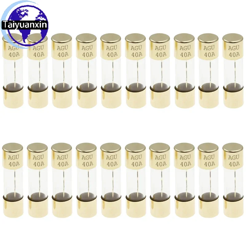 20PCS 10x38mm Audio Amp Amplifier Fuse 10A 15A 20A 25A 30A 40A 50A 60A 70A 80A 100A Gold Plated Glass AGU Fuses