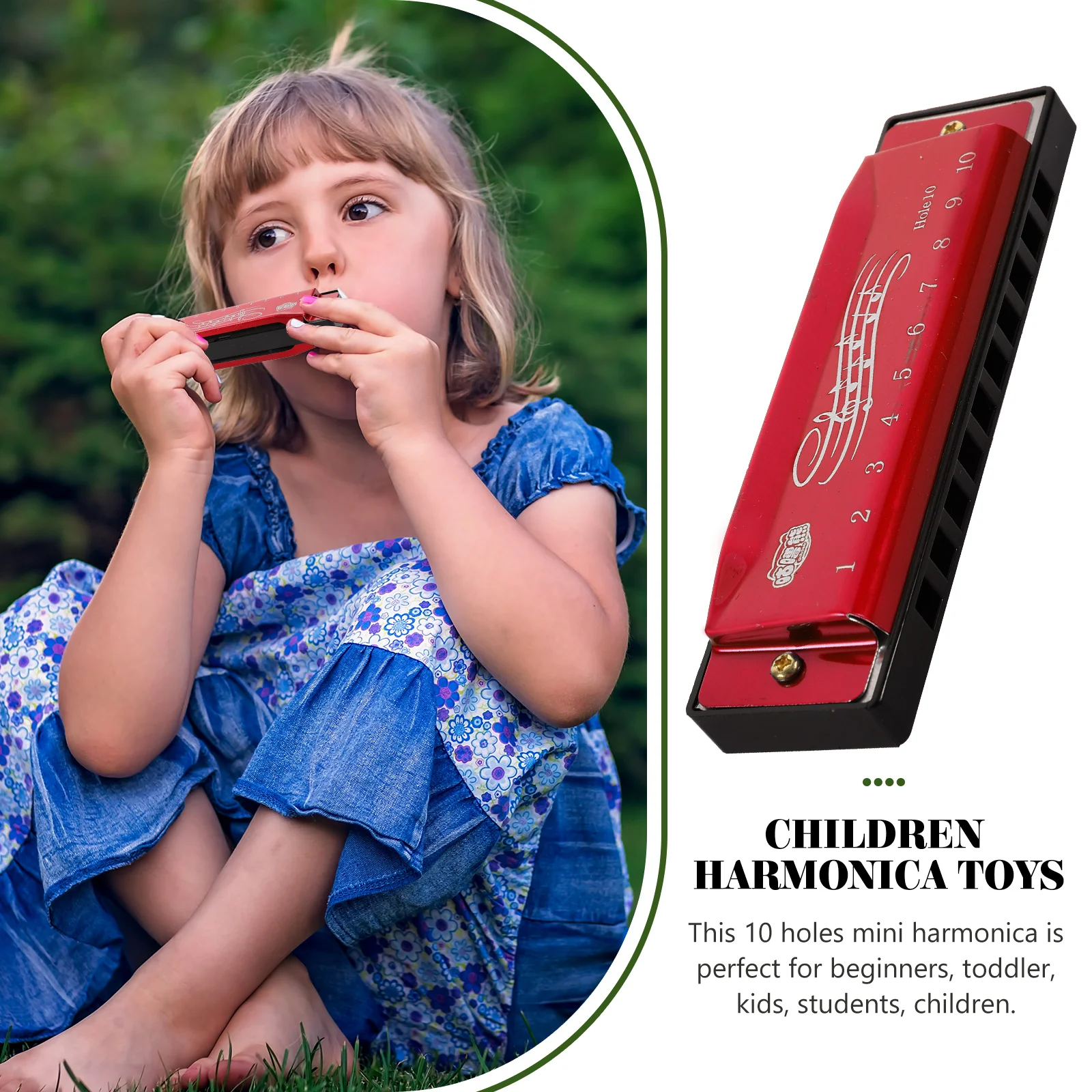 10 Hole 20 Tone Harmonica Children's Toy Portable Mini for Beginner Musical Instruments Small