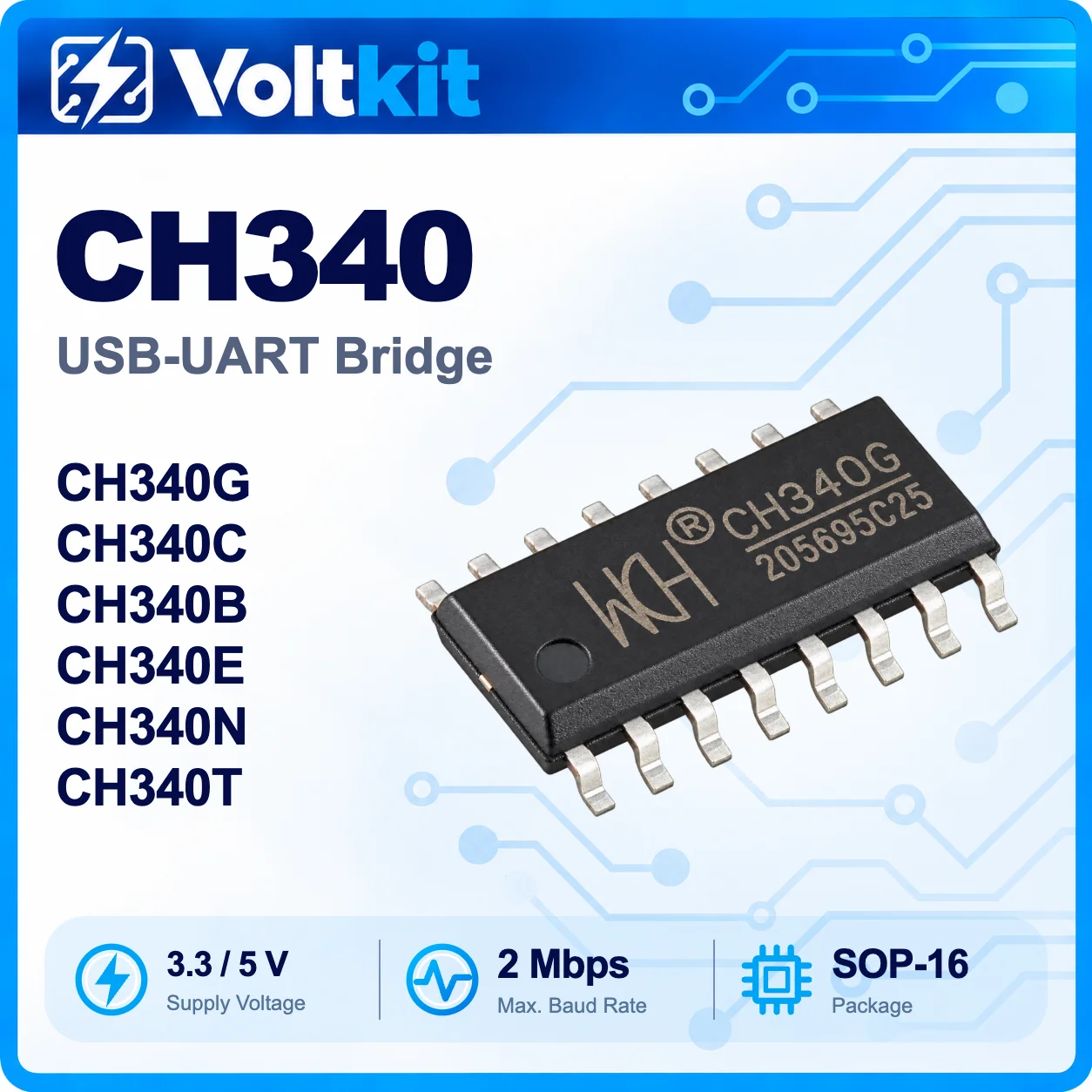 5PCS CH340 CH340C CH340G CH340N CH340T MSOP-10 SOP-16 USB to Serial UART Bridge IC New Original In Stock Wholesale