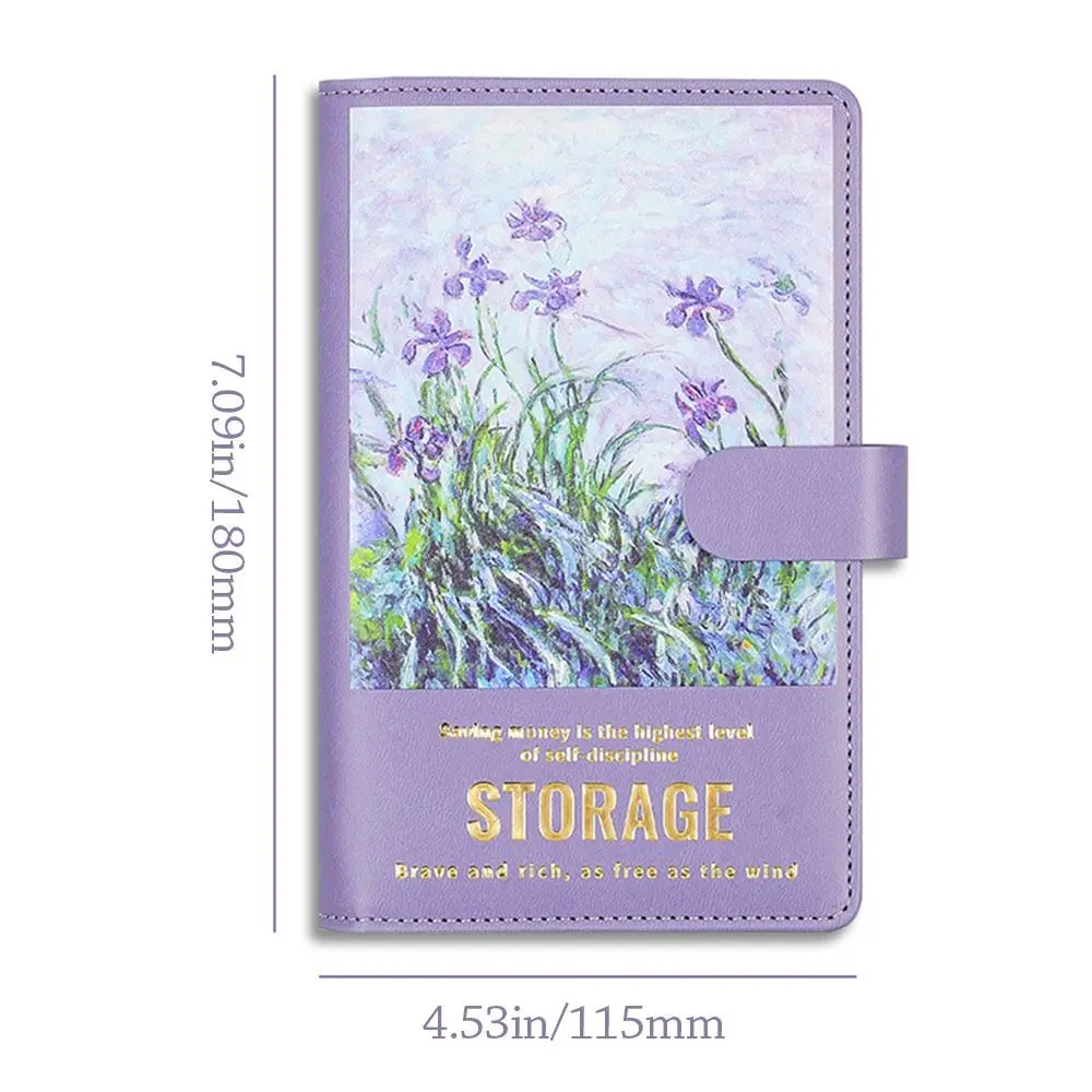 لوحة زيتية 100 ظرف لتوفير المال من تشالنغ PU توفير المال، أوراق تحديات توفير المال، قابلة لإعادة الاستخدام، مجلد ميزانية بسعة كبيرة #6