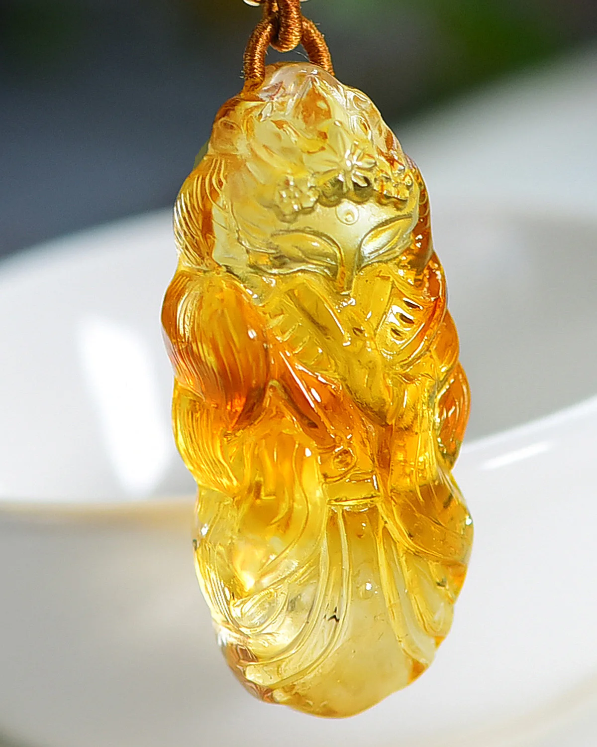 

Natural Yellow Citrine Quartz Women Men Pendant 41.7*18.3*14.3mm Wealthy Rare Bead Necklace Jewelry AAAAA