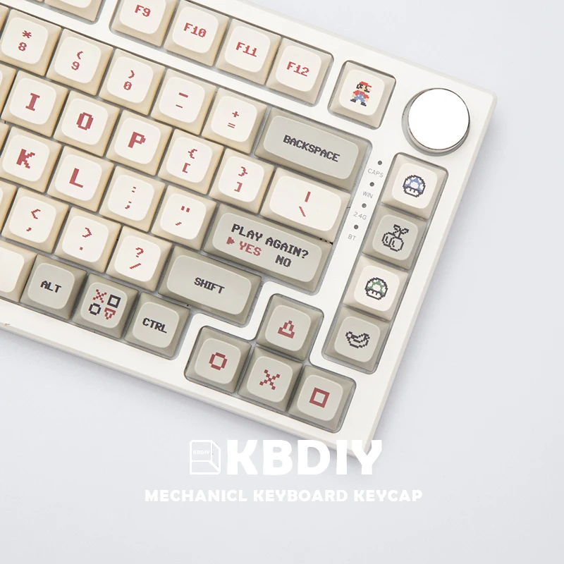 KBDiy-Tapa de tecla de perfil XDA para ordenador familiar, 143 teclas para teclado mecánico, PBT personalizado, 61, 60, juego de teclas de Anime Retro blanco