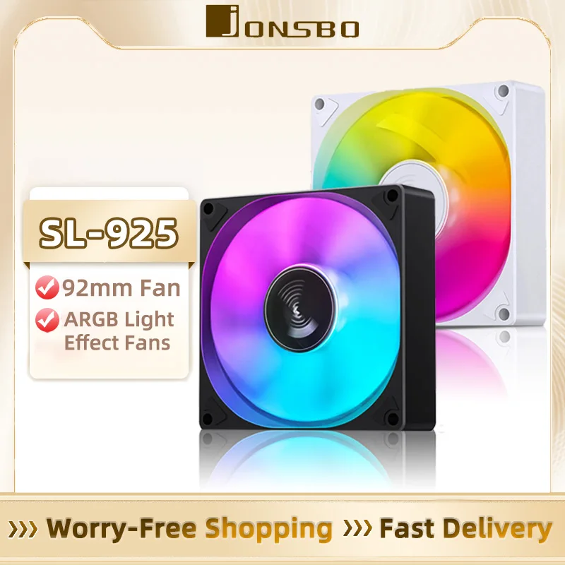 

JONSBO SL-925 Computer Case Fan 9cm 3pin ARGB Light Effect CPU Cooling Fan 92mm 4pin PWM High Air Volume Slient Fan